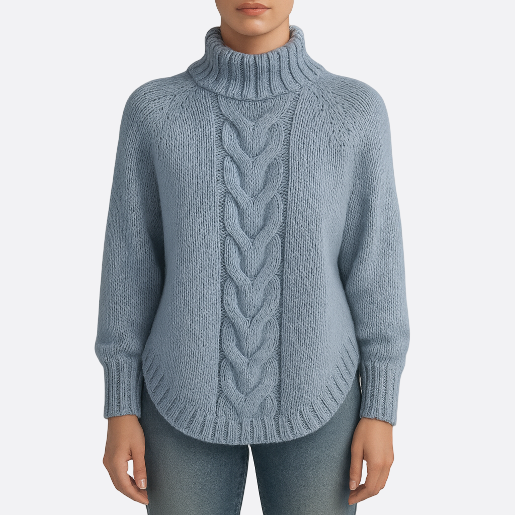 Damen - Pullover mit Trichterkragen - Gemütlicher Kabelstrick-Stil - Ideal für die kühle Jahreszeit