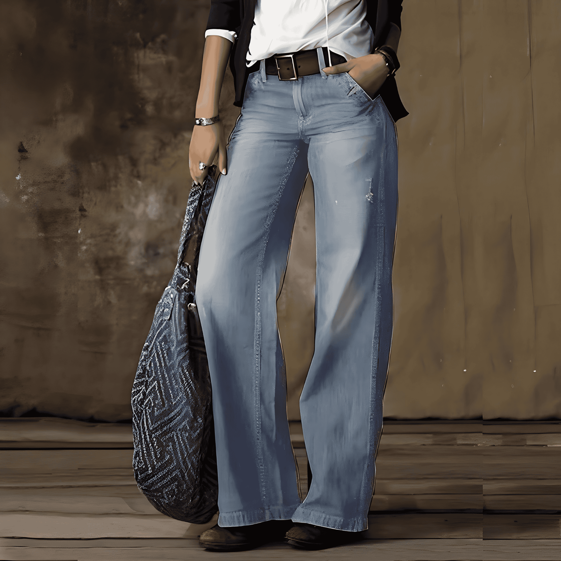 Damen - Retro Jeans - Weitem Bein - Bequeme Passform für Alltag und Freizeit - Trendy und Stylisch