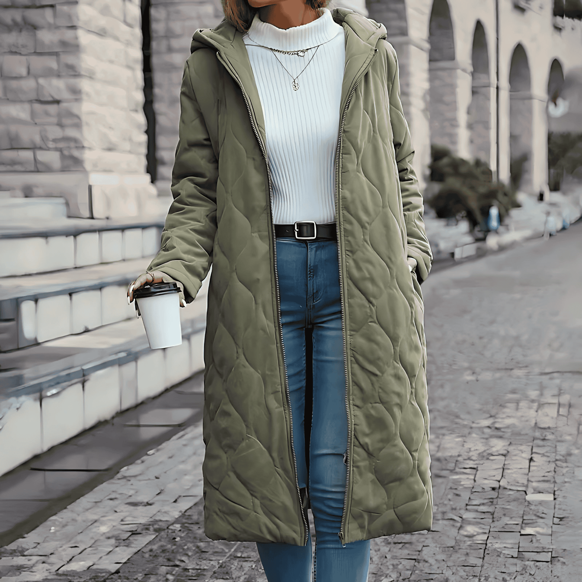 Damen - Steppmantel mit Kapuze - Baumwollmischung - Bequem und Stilvoll für die kalte Jahreszeit