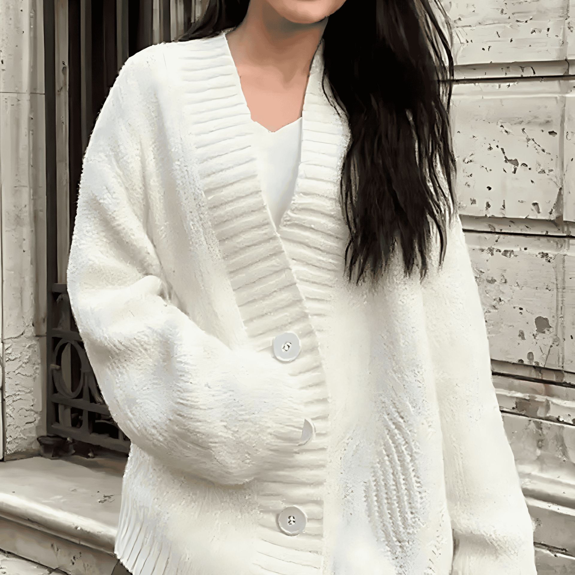 Damen - Strickjacke - V-Ausschnitt - Bequemer Tragekomfort - Vielseitige Freizeitmode