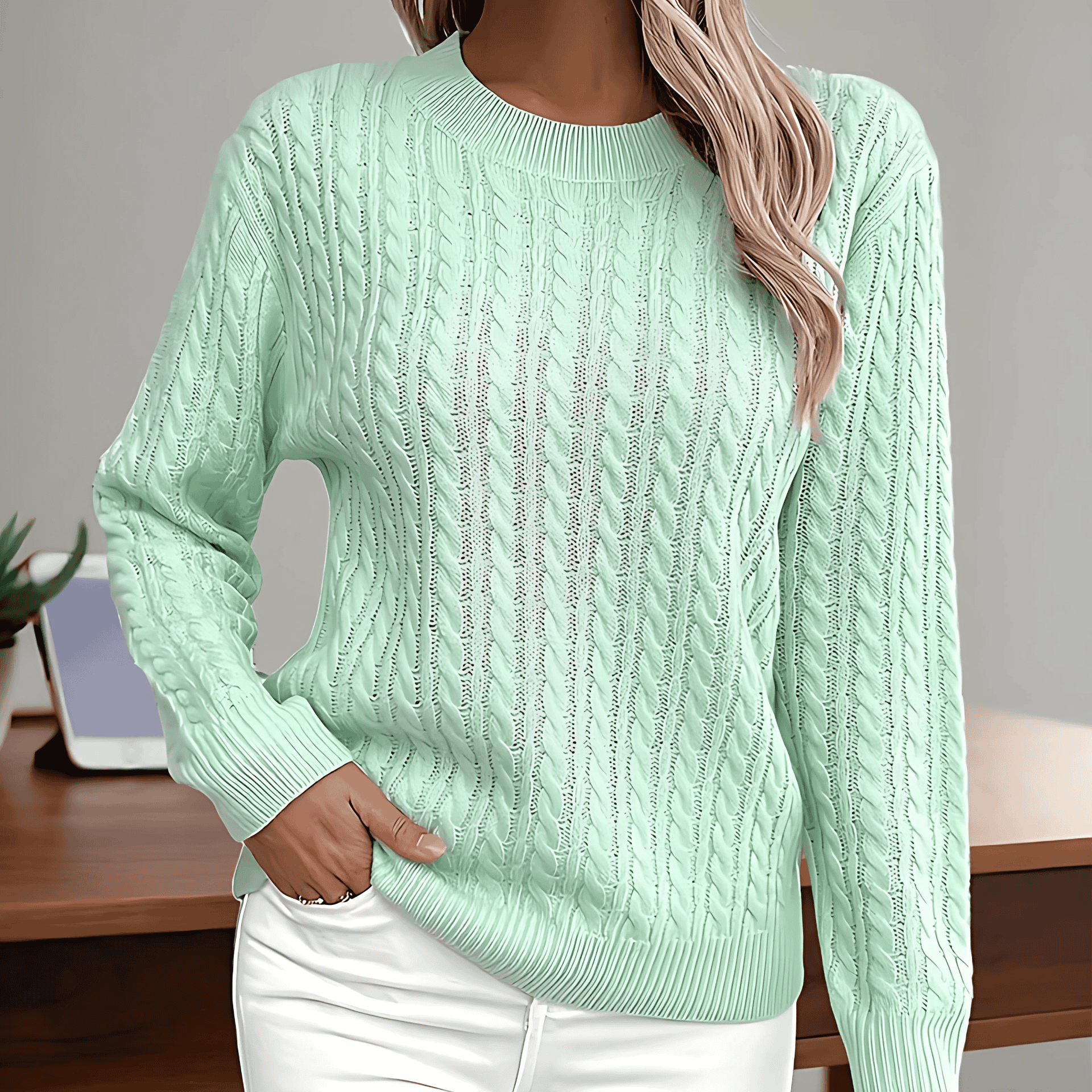 Damen - Strukturierter Strickpullover - Stilvoller Look - Bequemes Material für jeden Anlass