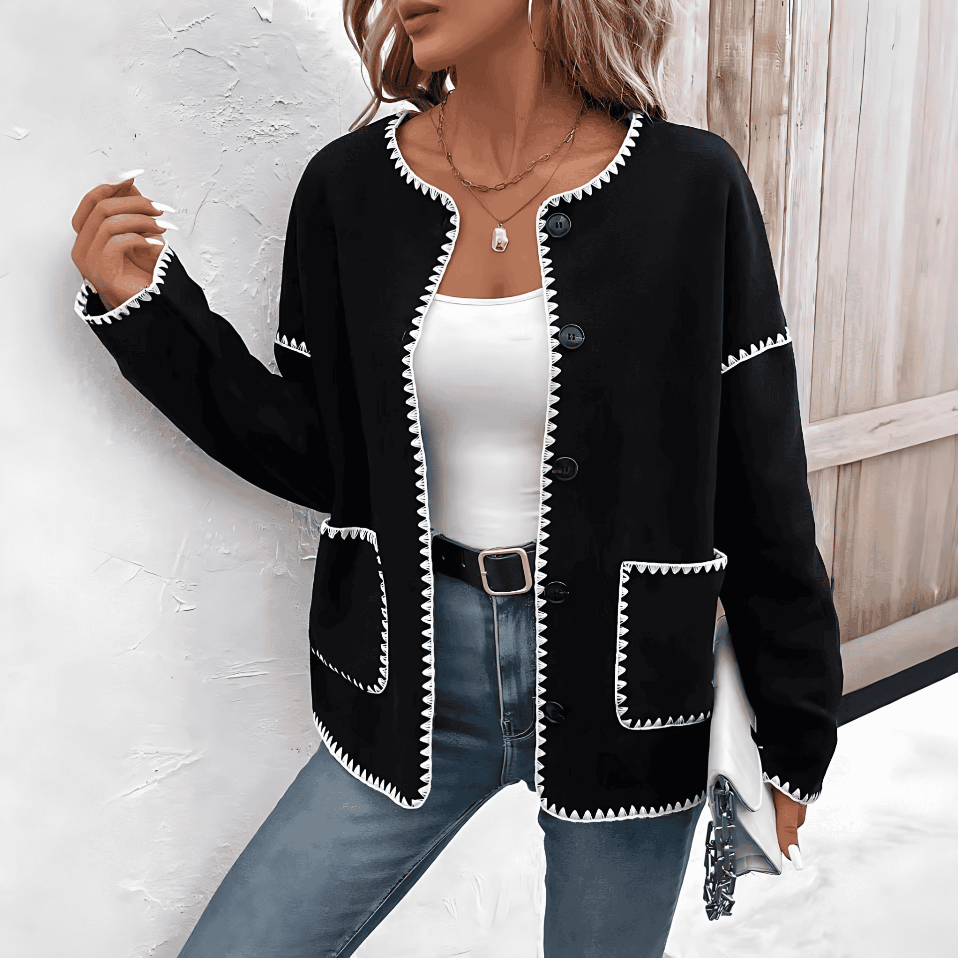 Damen - Trendige Strickjacke - Praktischen Taschen - Stylisch und bequem für jeden Anlass