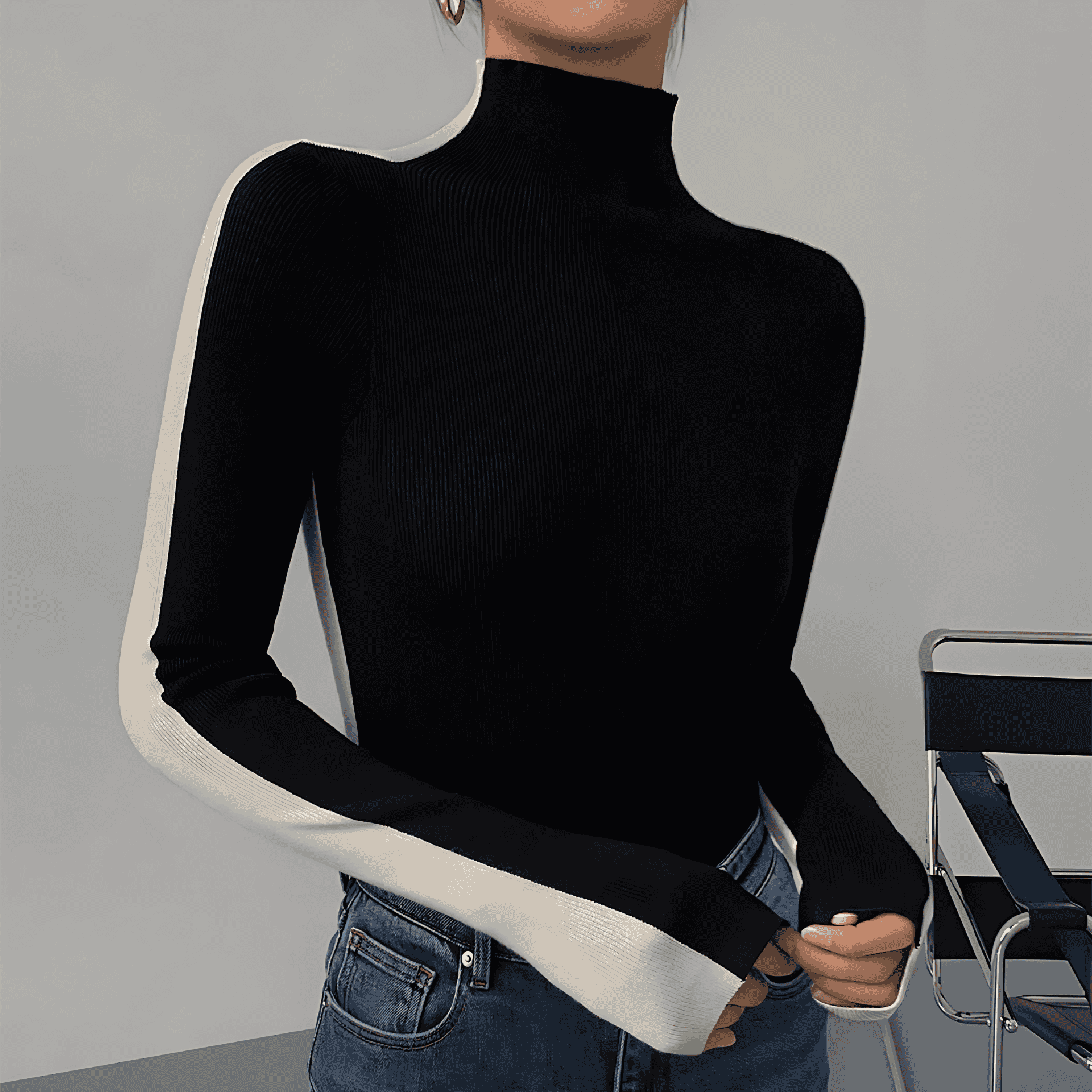Damen - Wendbares Strickoberteil - Weicher Stoff - Vielseitiges Modehighlight