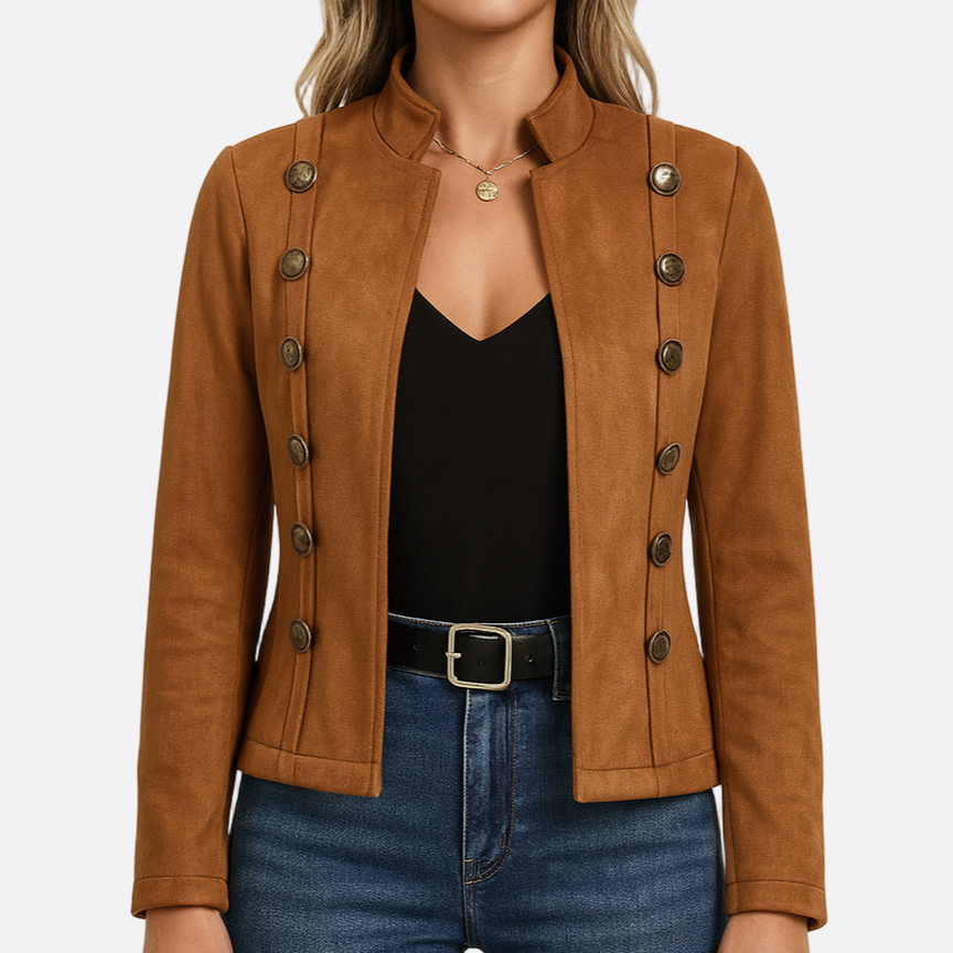 Damen - Zweireiher Jacke - Hirschleder - Maßgeschneiderte Samtjacke für stilvolle Eleganz