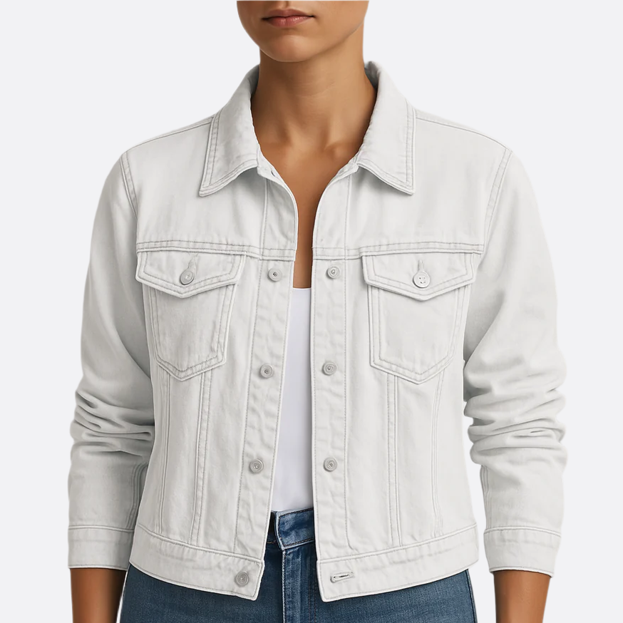 Damen - Denim Jacke - Haltbarer Stoff - Leicht & Stylisch - Ideal für den Sommer