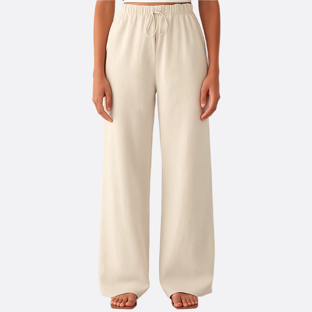 Damen - Elegante Hose - Baumwoll-Leinen-Mischung - Seitentaschen - Stilvoller Komfort für jeden Anlass