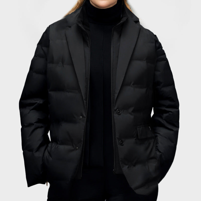 Damen - Puffer Blazer Jacke - Stilvolles Design - Gekerbtem Revers - Trendige Wintermode