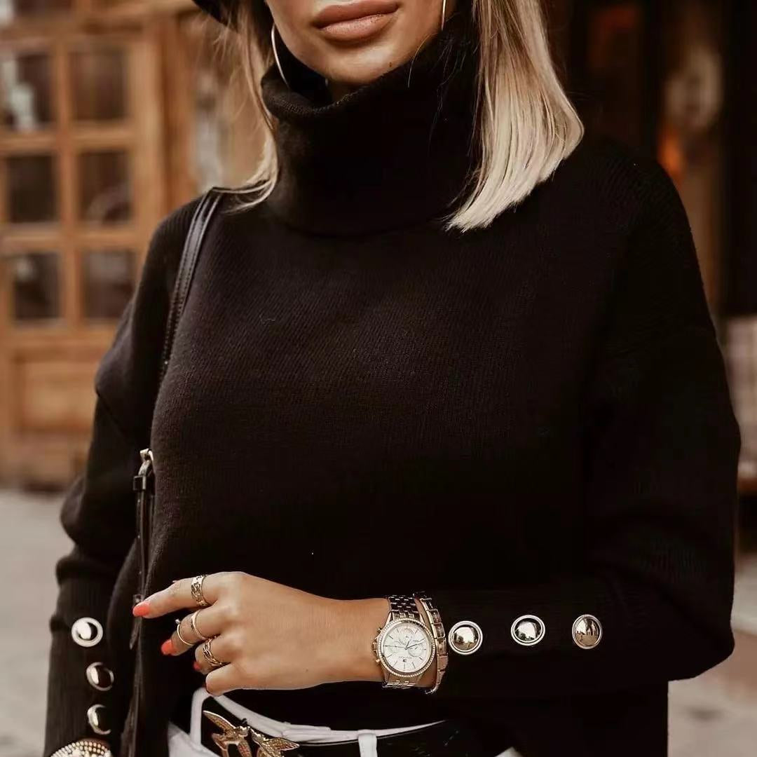 Damen - Rollkragenpullover - Wollstrick - Lockere Passform - Ideal für kühle Tage