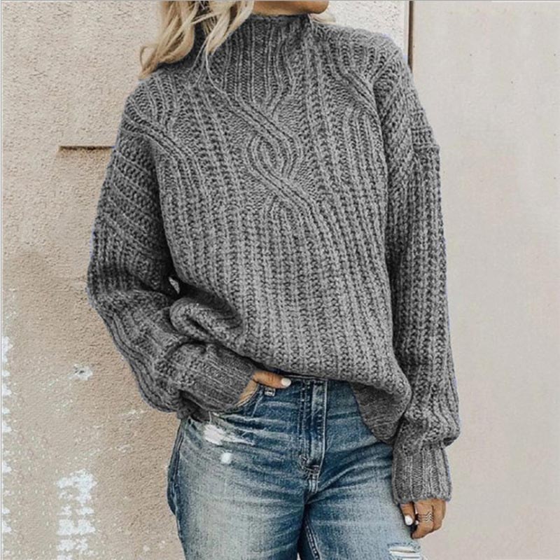 Damen - Zopfmuster Winterpullover - Weicher Stoff - Gemütlicher Stil - Perfekt für kalte Tage