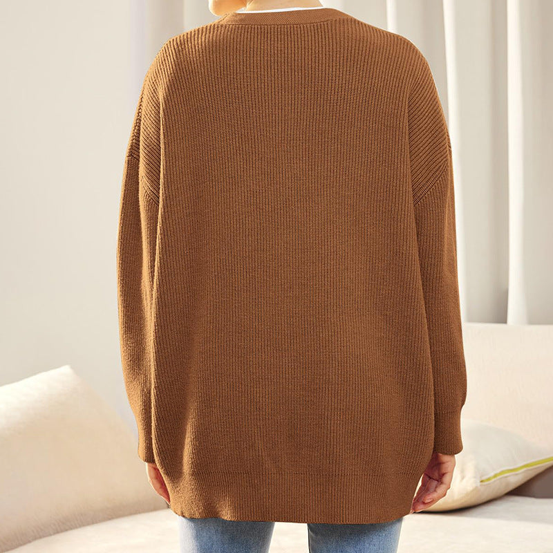 Damen - Gemütliche Strickjacke - Übergröße - Rippenstrick - Bequeme Mode für kalte Tage