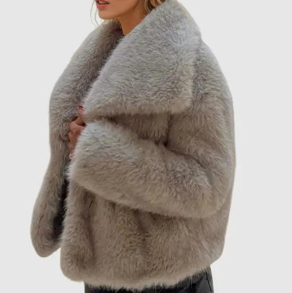 Damen - Elegante Kunstfell Jacke - Kuscheliger Stil - Modische Damenjacke für kalte Tage