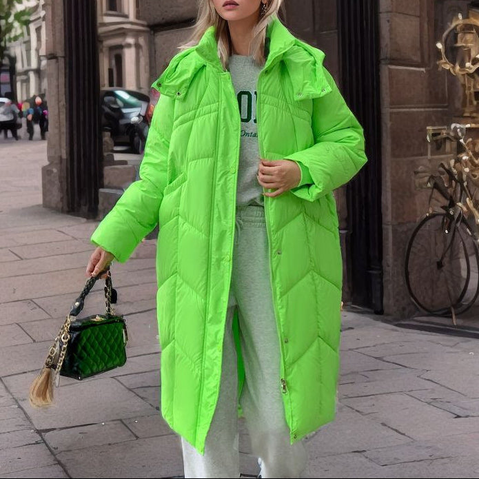 Damen - Lange isolierte Puffer Jacke - Entspannte Passform - Warm und Stilvoll - Perfekt für kalte Tage