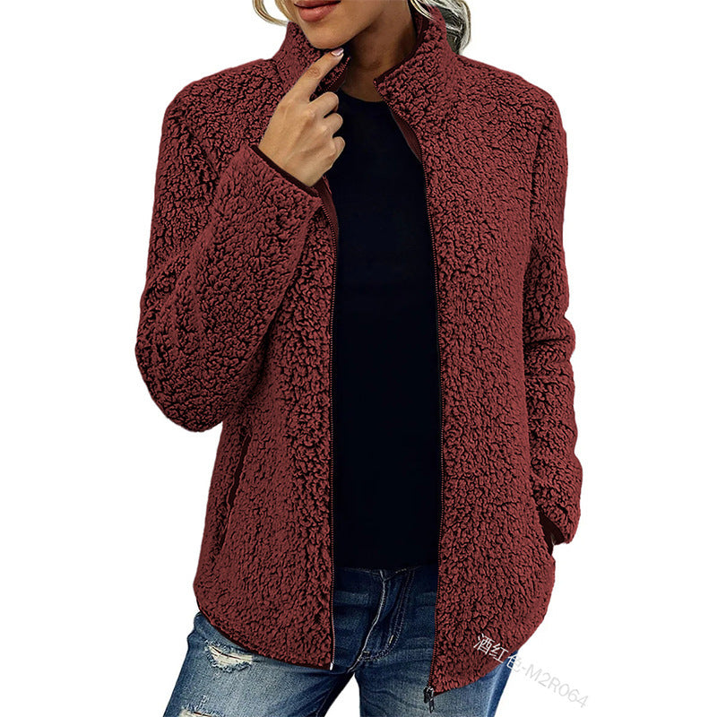 Damen - Flauschige Fleecejacke - Hoher Kragen - Weich und Warm - Perfekt für die kühlen Tage