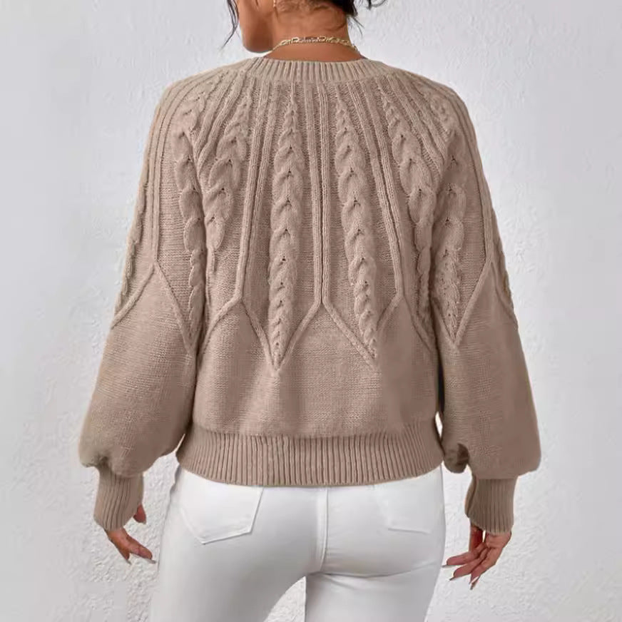 Damen - Strickpullover - Zopfmuster - Weit geschnitten