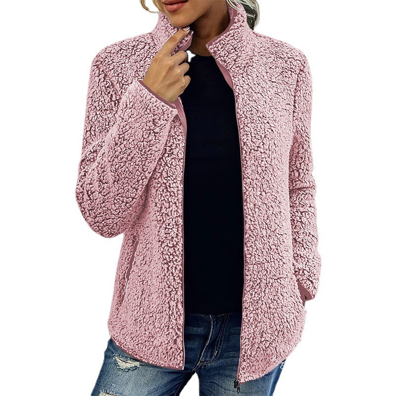 Damen - Flauschige Fleecejacke - Hoher Kragen - Weich und Warm - Perfekt für die kühlen Tage