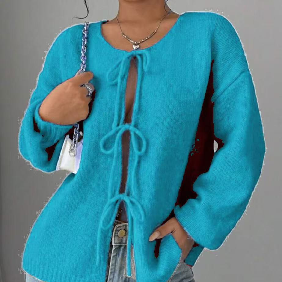 Damen - Übergroße Strickpullover - Schnürung - Bequem und Stilvoll - Perfekt für den Lagenlook