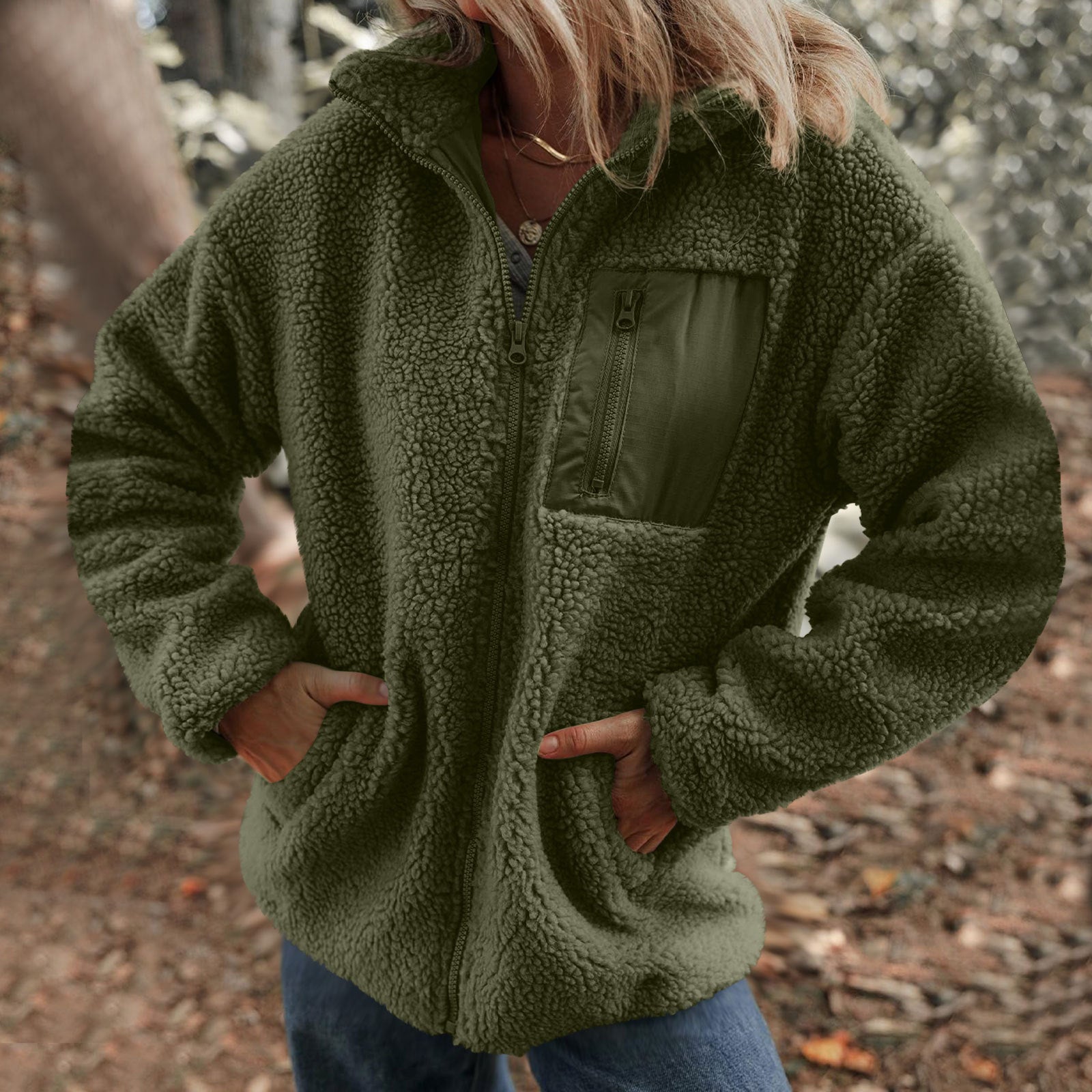 Damen - Fleecejacke - Hoher Kragen - Weich und Bequem - Perfekt für den Alltag