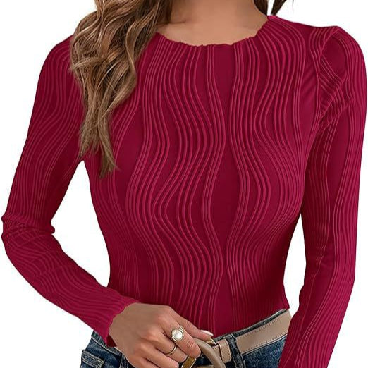 Damen - Langärmeliges Top - Wellenmuster - Stilvolles Design für jeden Anlass - Trendy Mode