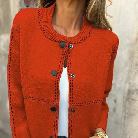 Damen - Elegante Strickjacke - Knopfleiste - Ausschnitt Details