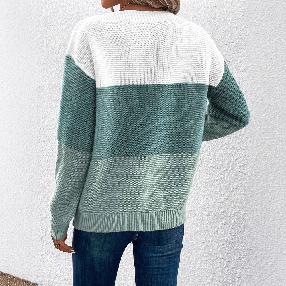 Damen - Strickpullover - Farbblock - Gemütlicher Look - Perfekt für jede Gelegenheit