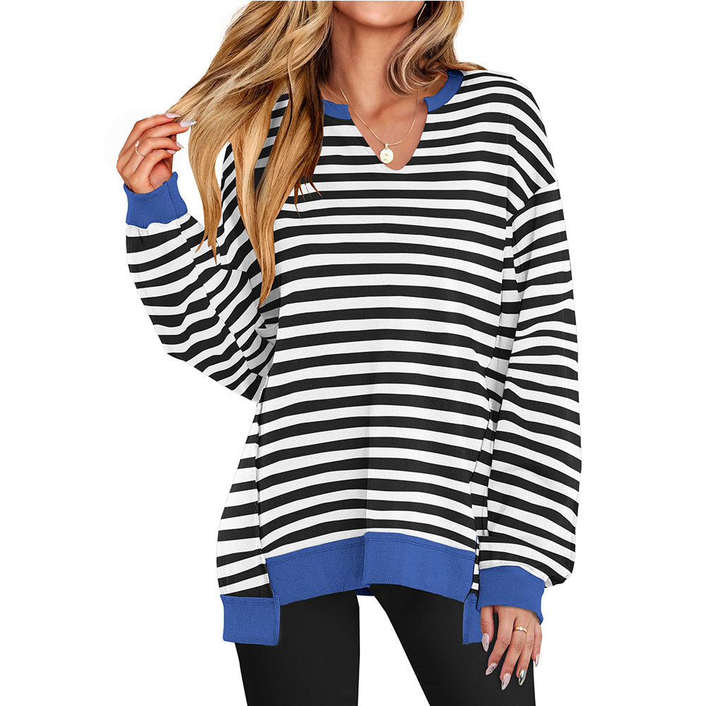 Damen - Lässiger V-Ausschnitt Pullover - Übergroße Ärmel - Bequemer Stil für jeden Tag