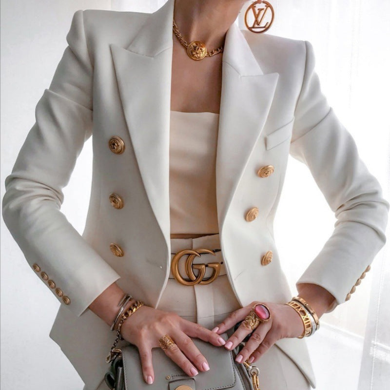 Damen - Eleganter Blazer - Doppelten Knöpfen - Stilvoller Look für jeden Anlass