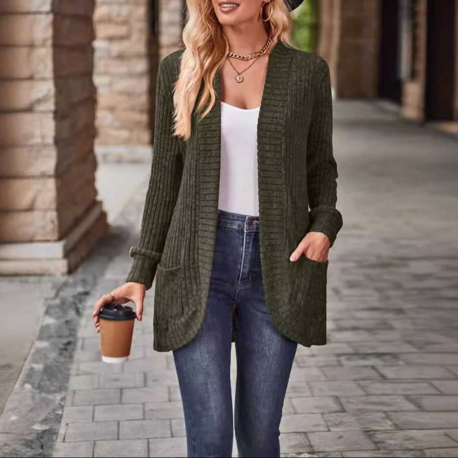 Damen - Strickjacke - Langen Ärmeln - Weicher Strick für Komfort und Stil