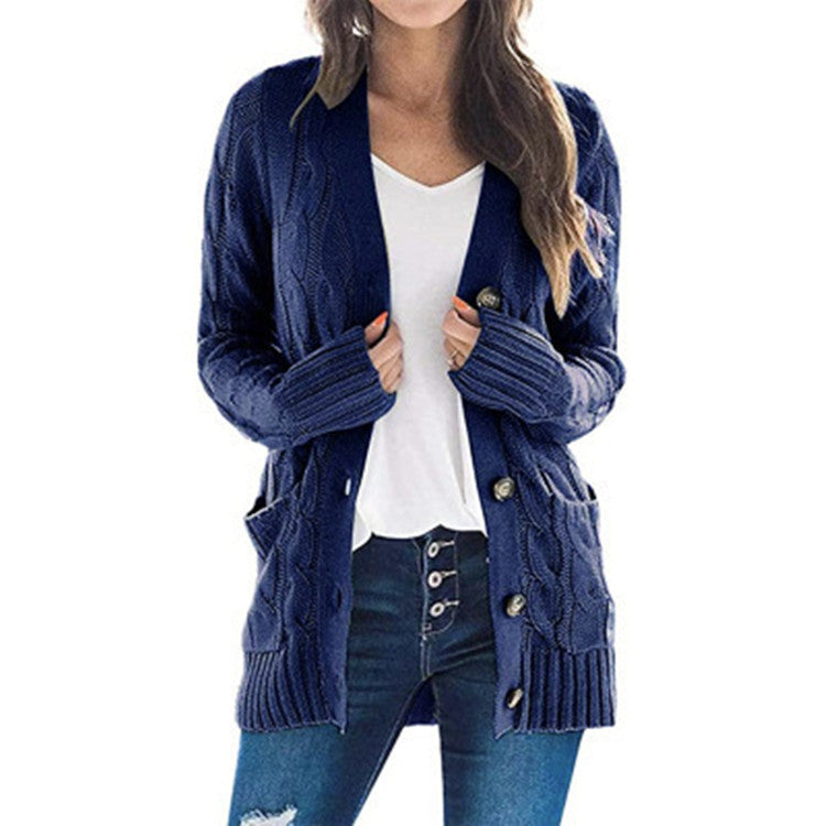 Damen - Strickjacke mit Zopfmuster - Taschen - Modischer stil für jeden Anlass