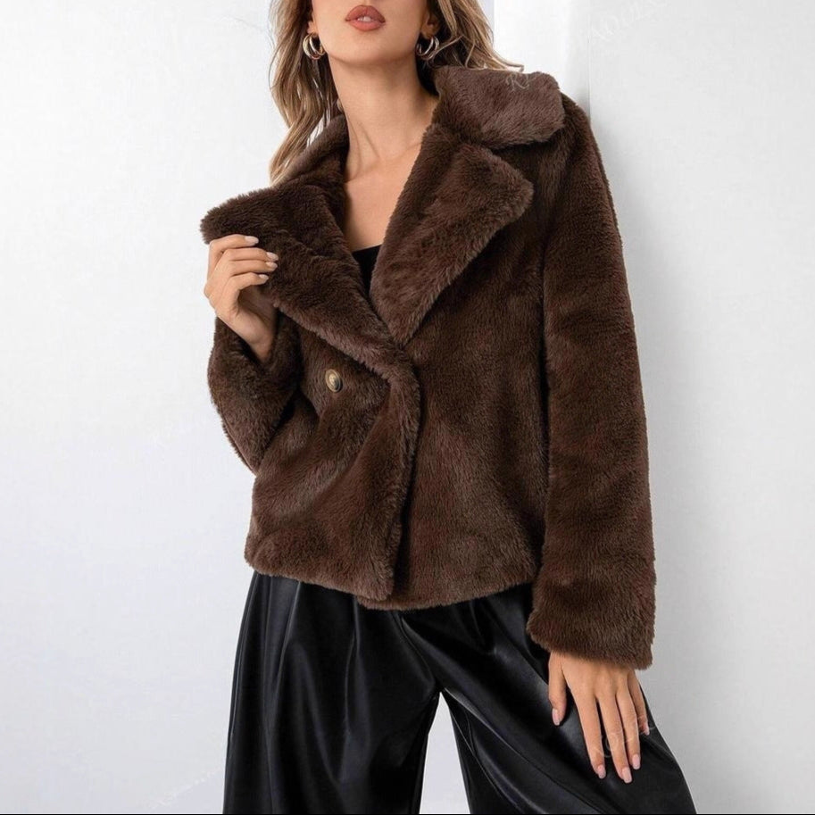 Damen - Trendy Teddy Jacke - Weiches Material - Stilvolle Lagenlooks - Must-Have für den Herbst