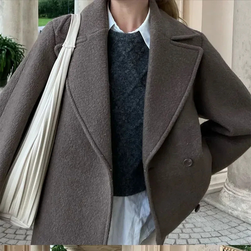 Damen - Übergrößen Wollmantel - Gemütlicher Stil - Elegante Übergangsjacke für kühle Tage