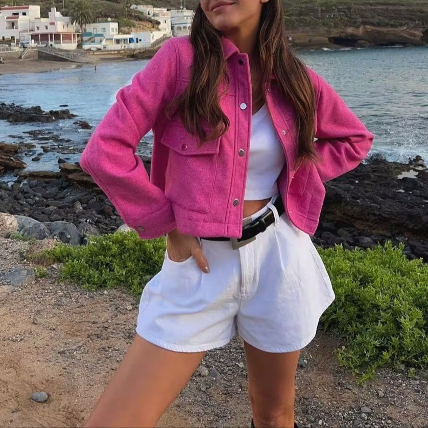 Damen - Kurze Jacke - Weicher Stoff - Stilvolle Damenjacke für jede Gelegenheit