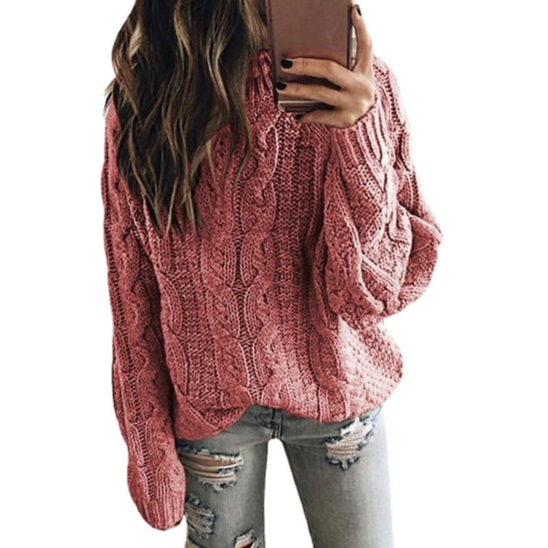 Damen - Grobstrick Pullover - Trendiges Zopfmuster - Bequemer und stilvoller Strickpullover