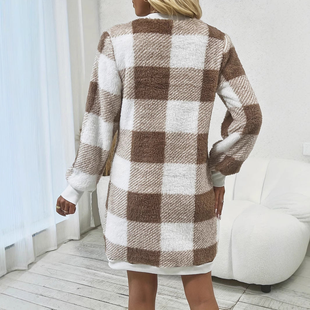 Damen - Modisches V-Pullover Kleid - Gemütlicher Strickstil - Elegantes Freizeitkleid für jeden Anlass