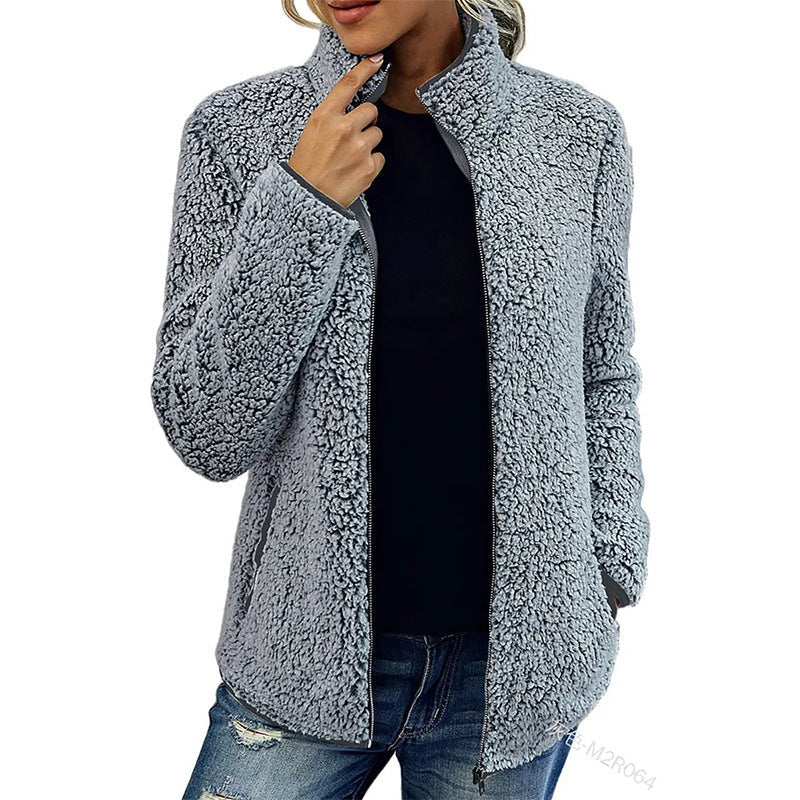 Damen - Flauschige Fleecejacke - Hoher Kragen - Weich und Warm - Perfekt für die kühlen Tage