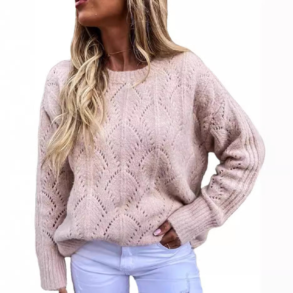 Damen - Strickpullover - Feines Spitzenmuster - Eleganter Pullover für stilbewusste Frauen
