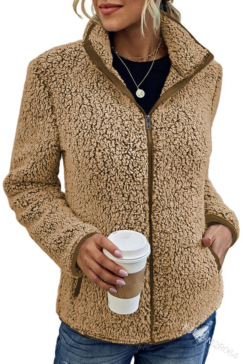 Damen - Flauschige Fleecejacke - Hoher Kragen - Weich und Warm - Perfekt für die kühlen Tage