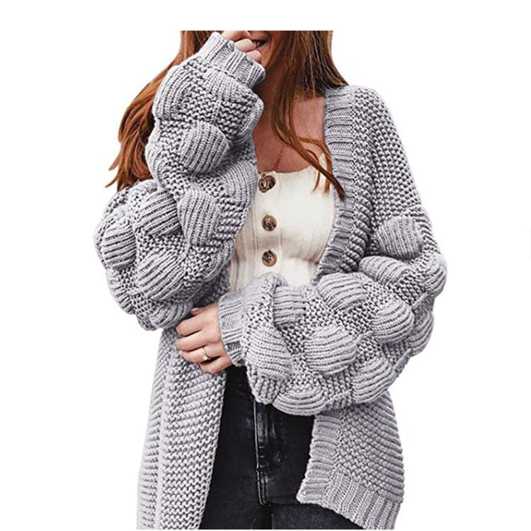Damen - Strickjacke - Stylische voluminöse Ärmel - Modischer Begleiter für jede Jahreszeit