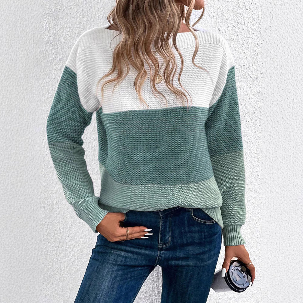 Damen - Strickpullover - Farbblock - Gemütlicher Look - Perfekt für jede Gelegenheit