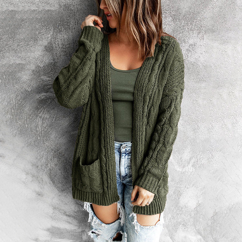 Damen - Strickjacke mit Zopfmuster - Bequemer Casual Fit - Stylische Strickmode für jeden Anlass