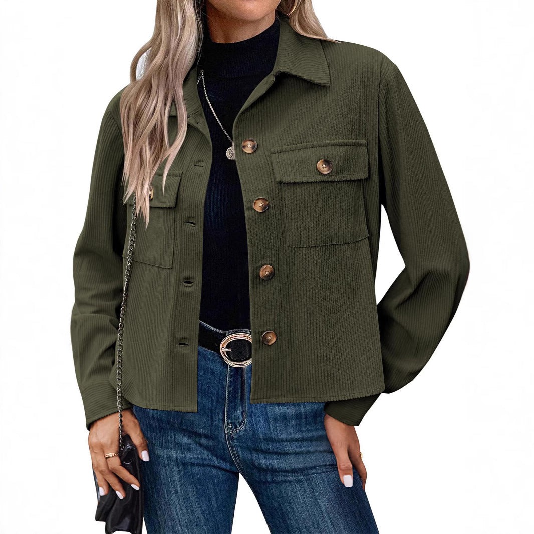 Damen - Cordjacke - Brusttaschen - Modischer Freizeitstil - Bequeme und vielseitige Jacke