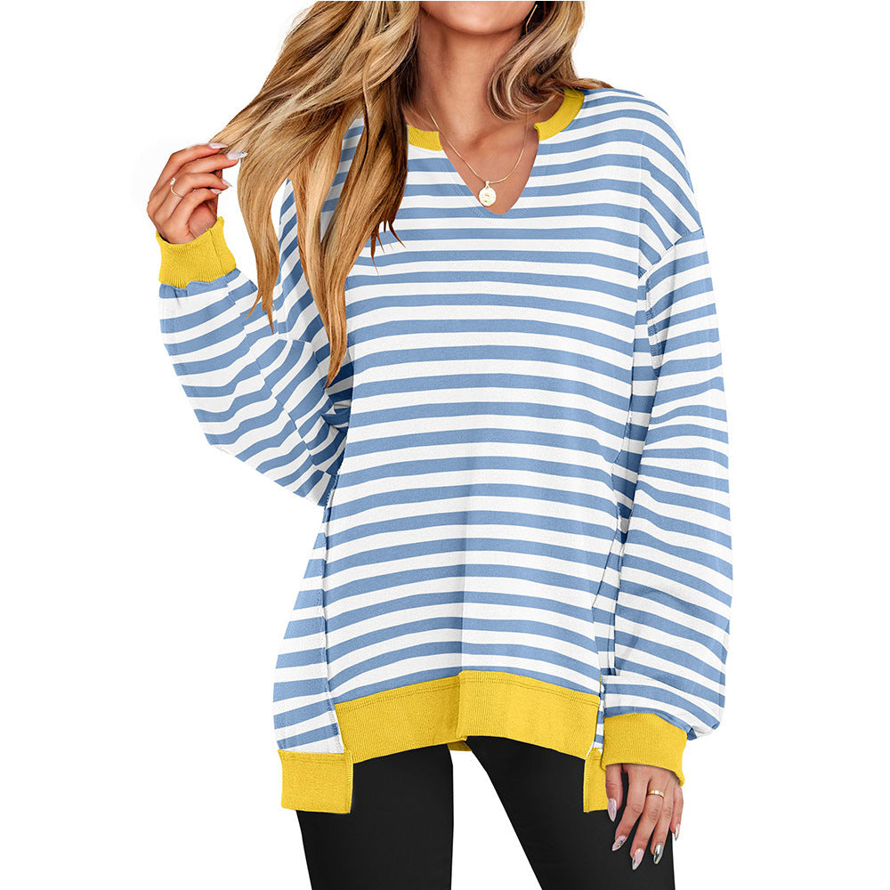 Damen - Lässiger V-Ausschnitt Pullover - Übergroße Ärmel - Bequemer Stil für jeden Tag