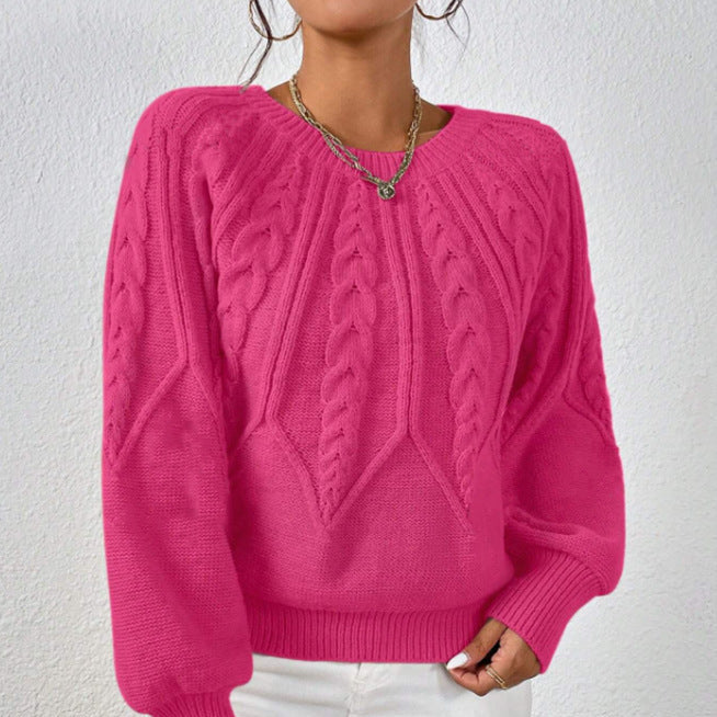 Damen - Strickpullover - Zopfmuster - Weit geschnitten