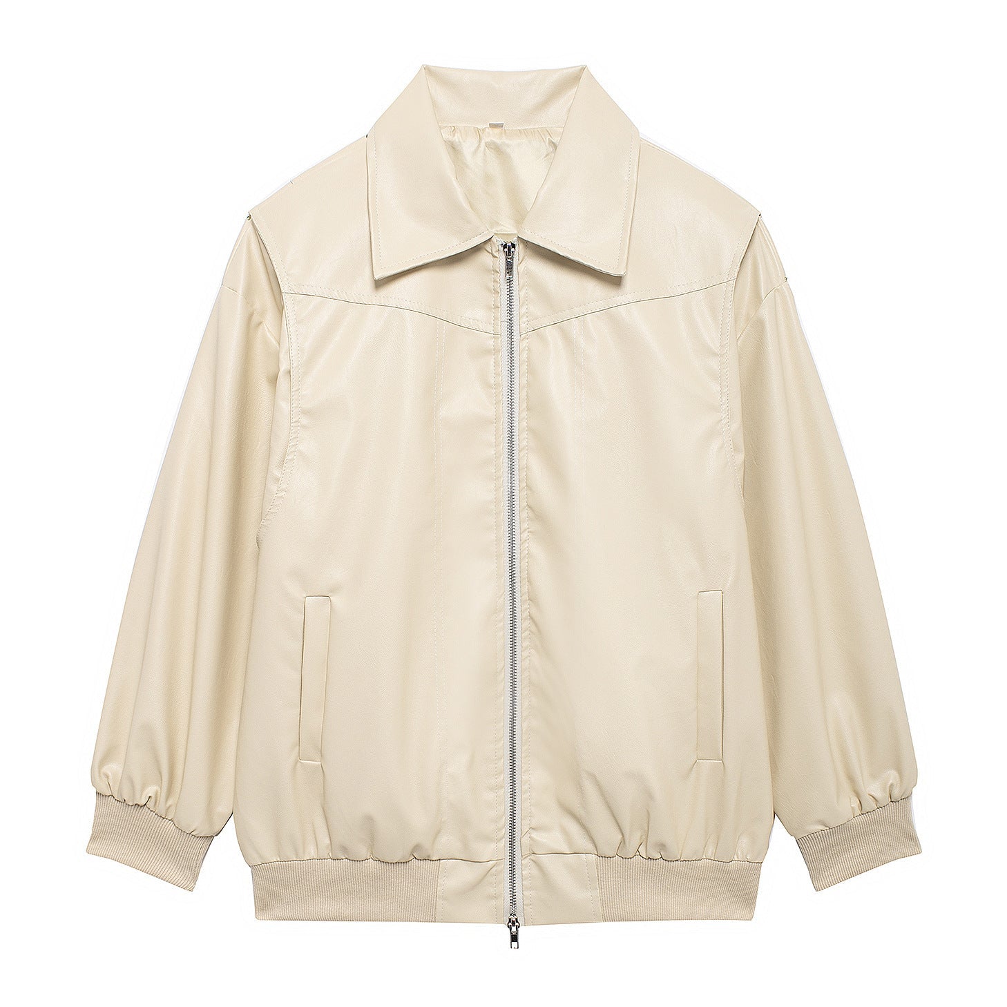 Damen - Kunstlederjacke - Elastischen Manschetten - Modische und bequeme Jacke für jeden Anlass