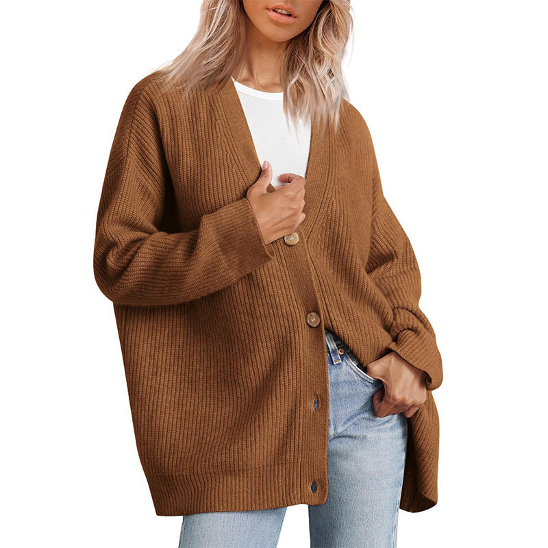 Damen - Gestreifte Strickjacke mit Knopfleiste - Weichem Strickstoff - Klassisches Design - Entspannte Passform