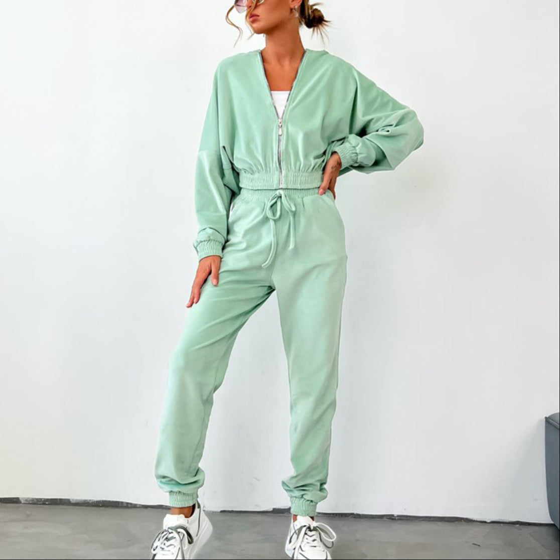 Damen - Fleece Trainingsanzug - Kapuze und elastischem Bund - Bequemer Sportanzug für Fitness und Freizeit
