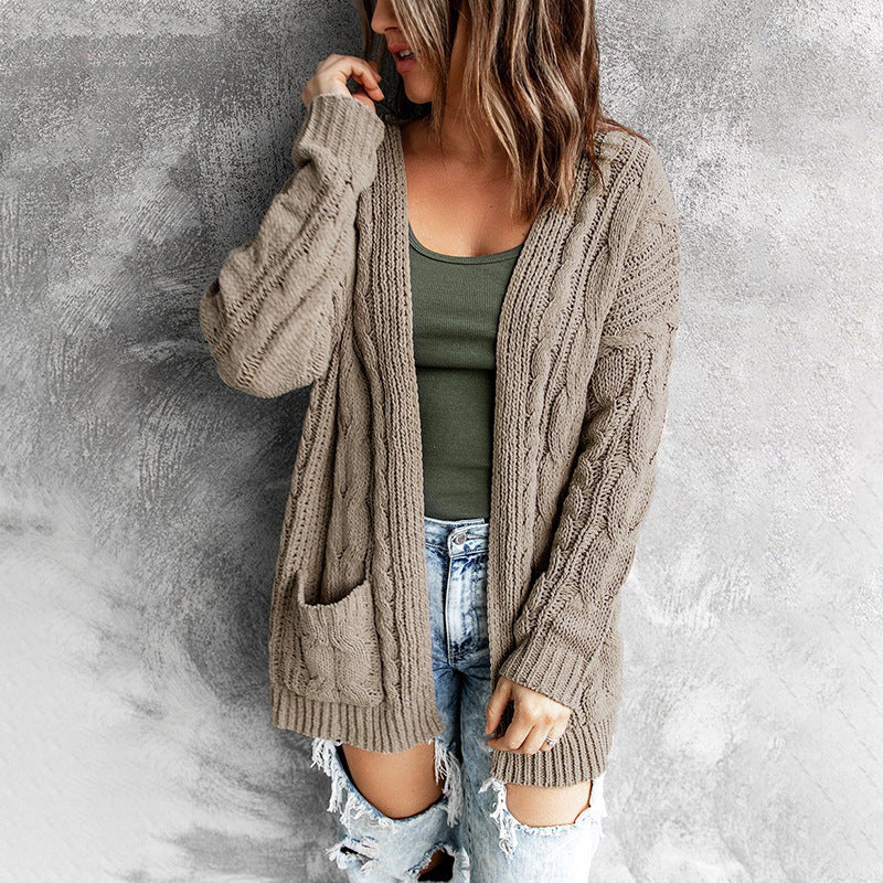 Damen - Strickjacke mit Zopfmuster - Bequemer Casual Fit - Stylische Strickmode für jeden Anlass