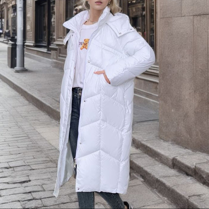 Damen - Lange isolierte Puffer Jacke - Entspannte Passform - Warm und Stilvoll - Perfekt für kalte Tage