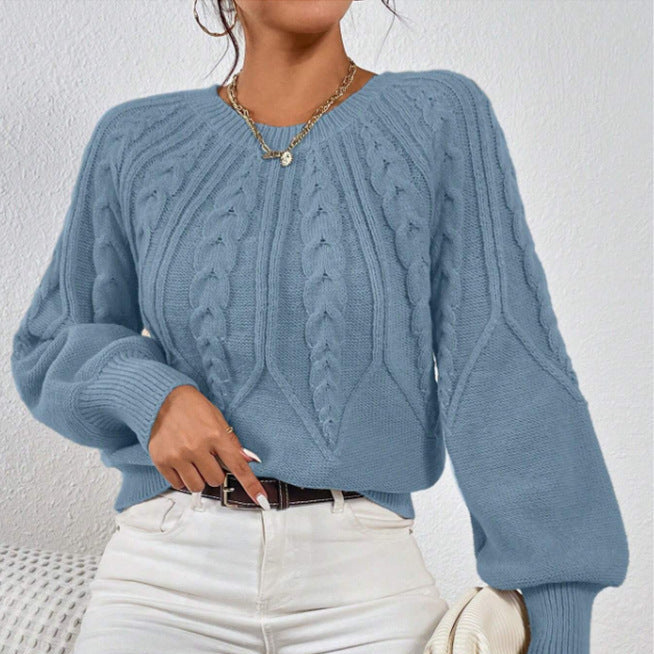 Damen - Strickpullover - Zopfmuster - Weit geschnitten