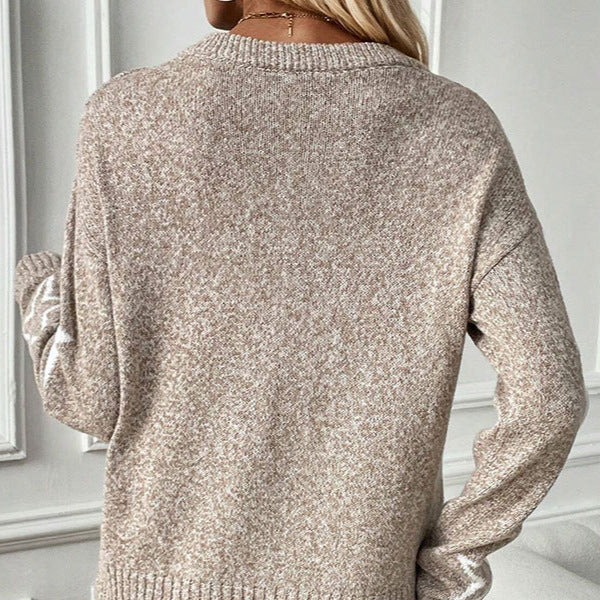Damen - Weit geschnittener Strickpullover - Sternmotiven - Bequem und Stilvoll - Perfekt für jeden Anlass