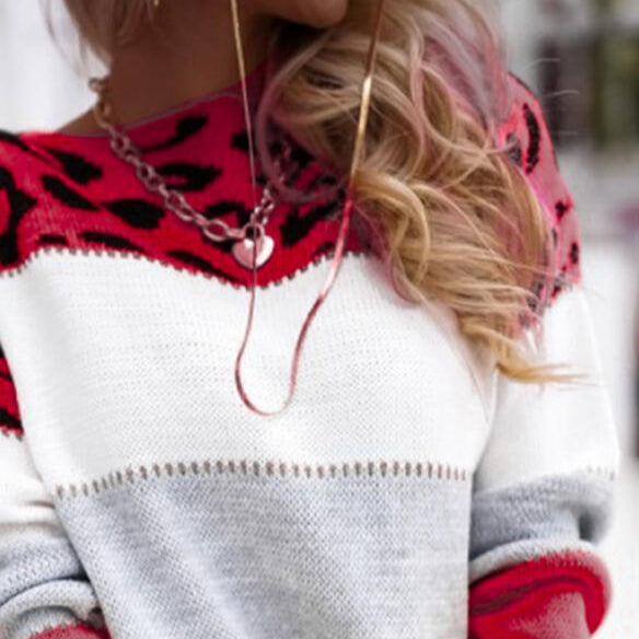 Damen - Strickpullover - Entspannter Passform - Tierprint - Bequemer und stylischer Pullover für jeden Anlass
